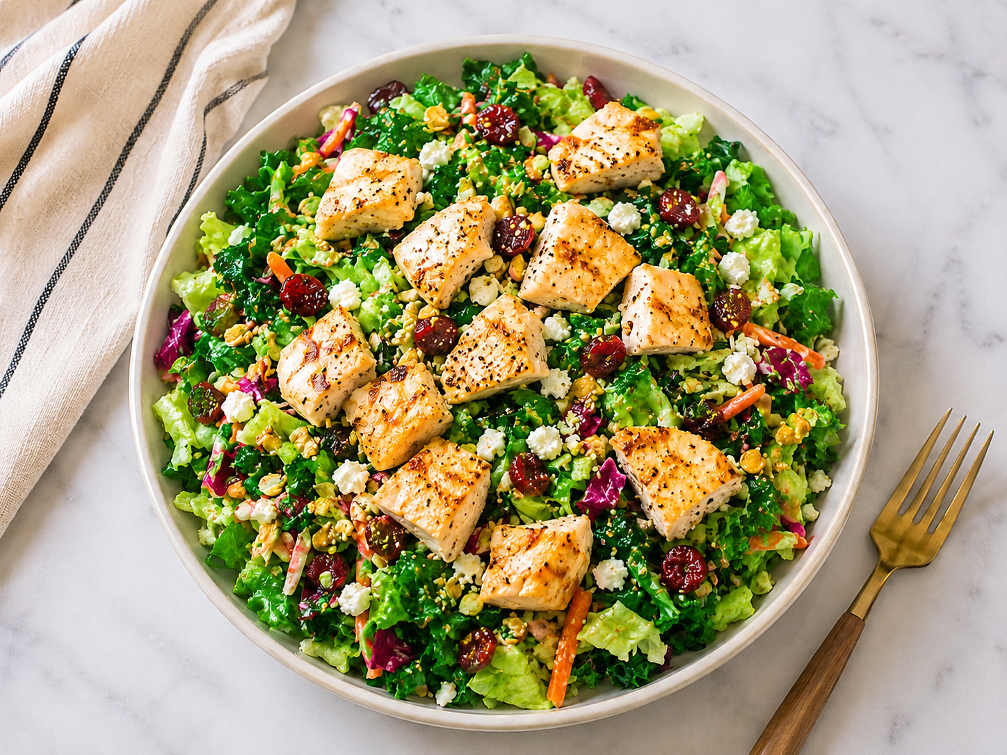 Honey Citrus Chopped Salad with Chicken Breast Bites