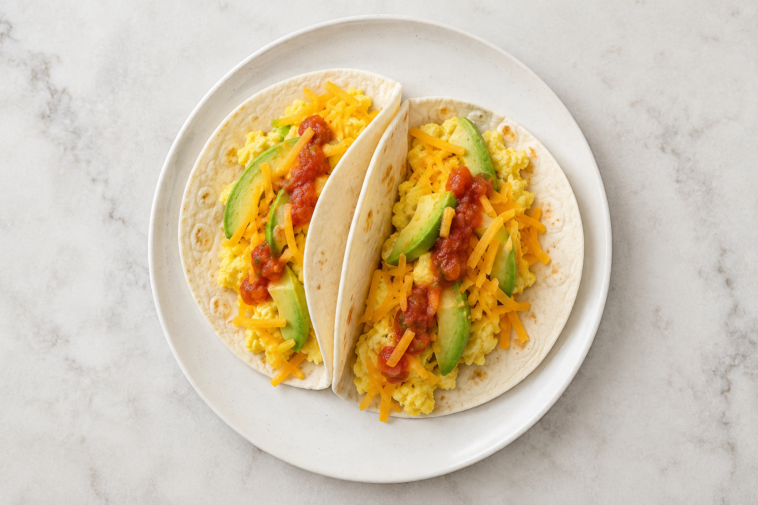 Avocado Cheddar Egg Tacos
