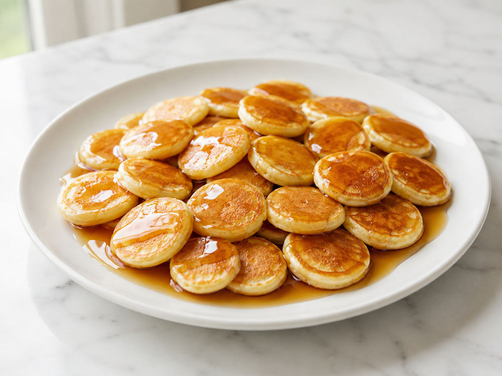 Bite-Sized Pancakes with Maple Syrup