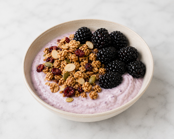 Blackberry Yogurt Bowl with Cranberry Almond Granola