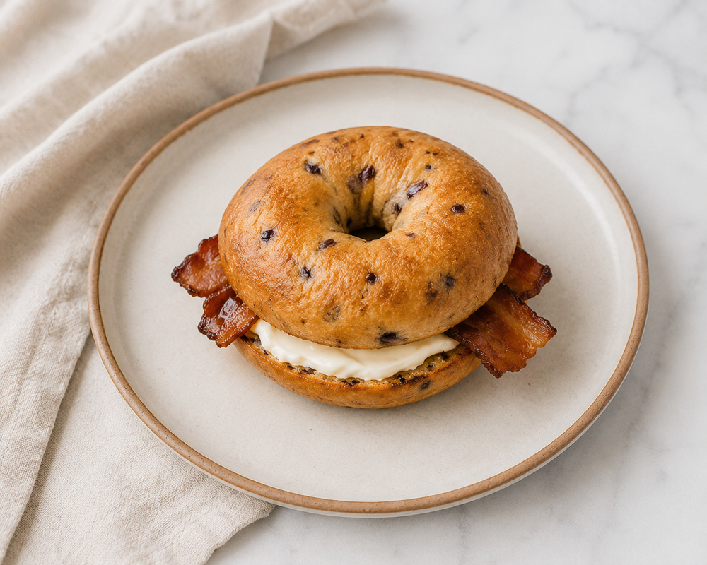 Blueberry Breakfast Rounds with Bacon & Cream Cheese