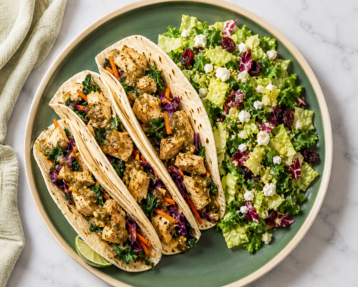 Cilantro Lime Chicken Tacos with Honey Citrus Chopped Salad