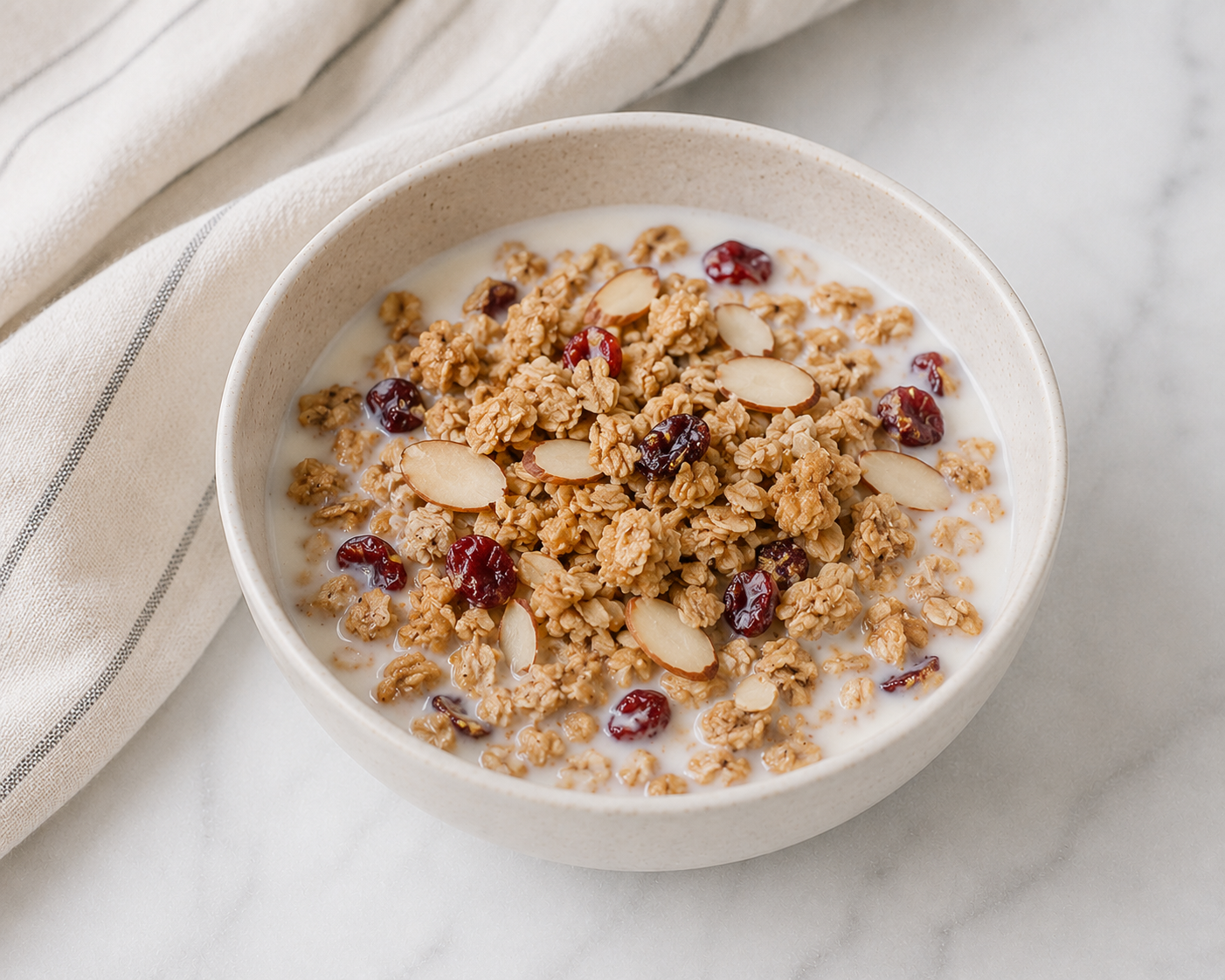 Cranberry Almond Granola Cereal with Almond Milk