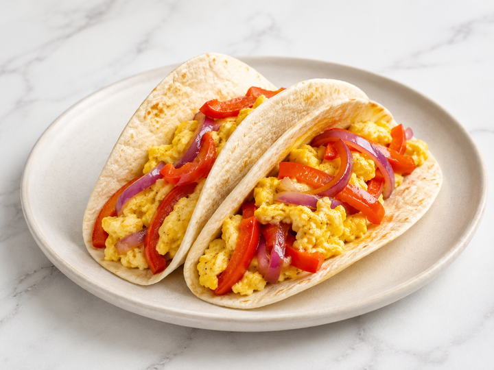 Veggie Egg Tacos with Red Bell Pepper